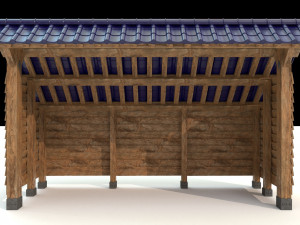 open shed with wooden wall model Model 3D