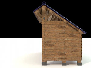 open shed with wooden wall model 3D Model