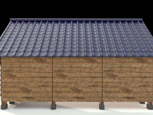 open shed with wooden wall model 3D Model