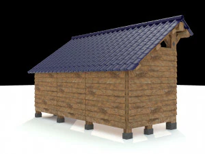 open shed with wooden wall model 3D Model