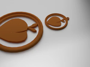 Glasuntersetzer mit 3D-Druck, Pfirsich und Anh&auml;nger 3D Druckmodell