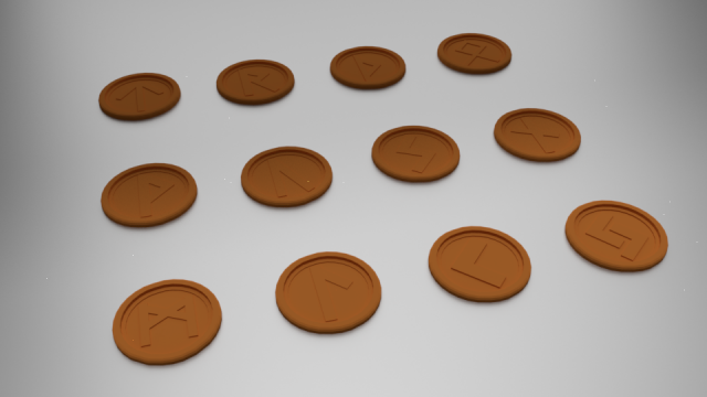 25 norse rune coasters 3D Baskı Modeli .c4d .max .obj .3ds .fbx .stl .blend 