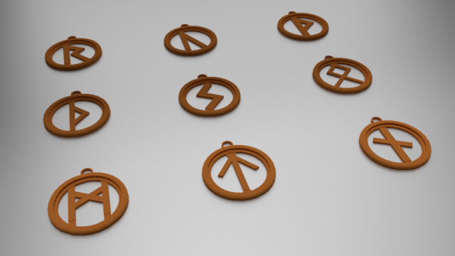 25 norse rune pendants 3D प्रिंट मॉडल .c4d .max .obj .3ds .fbx .stl .blend 