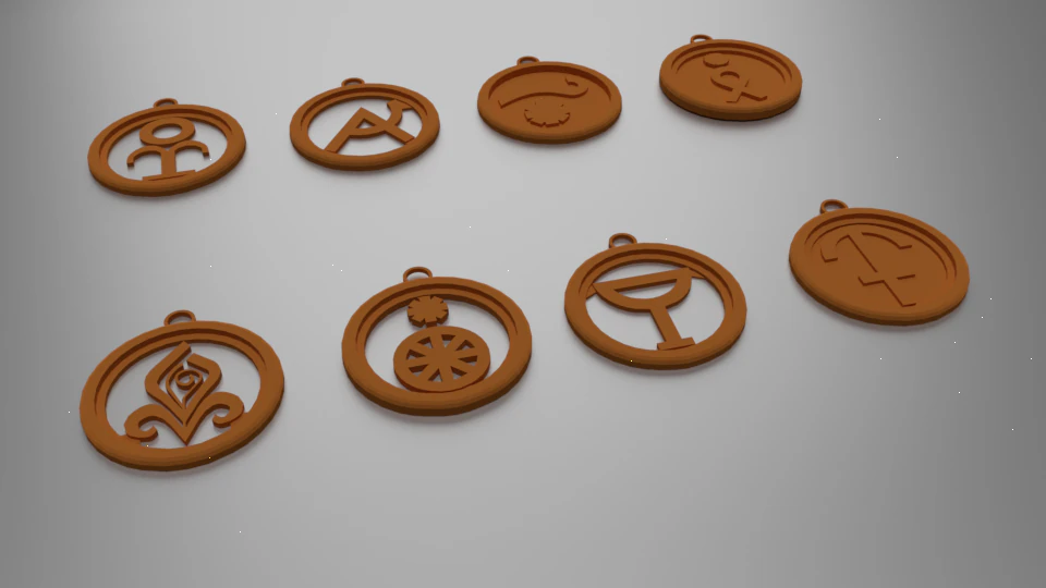 26 greek mythology pendants 3D Print Model .c4d .max .obj .3ds .fbx .stl .blend 