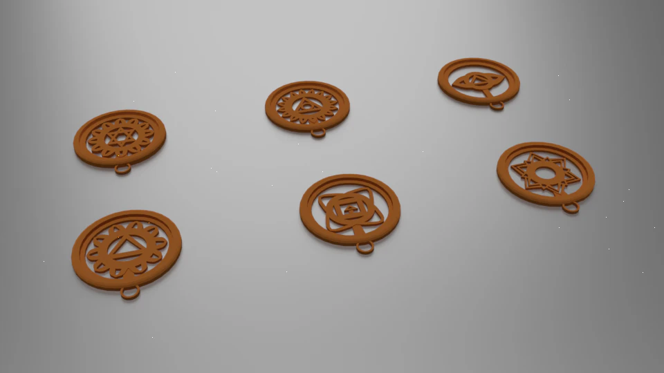 7 chakra pendants 3D Print Model .c4d .max .obj .3ds .fbx .stl .blend 