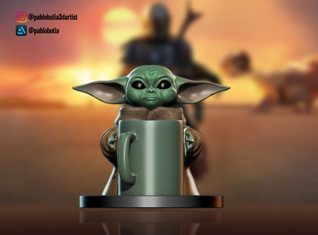 baby yoda coaster Modello di stampa 3D .c4d .max .obj .3ds .fbx .stl .blend 