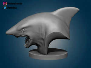 white shark bust 3D Print Model