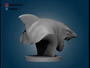 white shark bust 3D Print Model