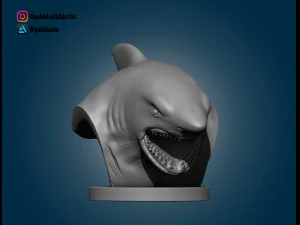 white shark bust 3D Print Model