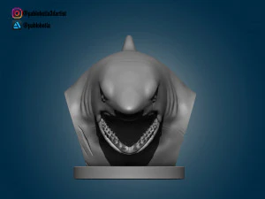 white shark bust 3D Print Model