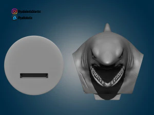 white shark bust 3D Print Model