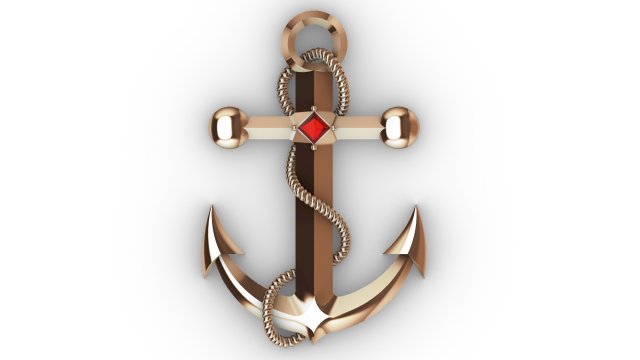pendant anchor with stone 3Dプリントモデル .c4d .max .obj .3ds .fbx .stl .blend 