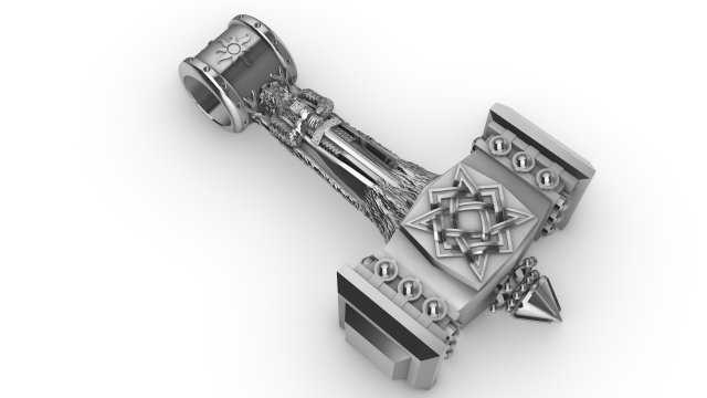 pendant hammer with slavic god svarog Modello di stampa 3D .c4d .max .obj .3ds .fbx .stl .blend