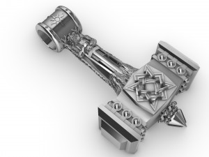 pendant hammer with slavic god svarog 3D-printmodel