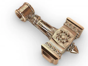 pendant hammer with slavic god svarog 3D Print Model