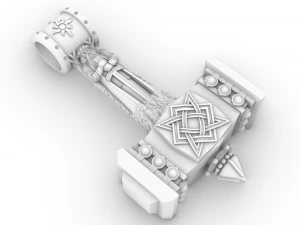 pendant hammer with slavic god svarog 3D Print Model