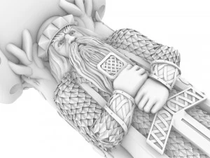 pendant hammer with slavic god svarog 3D Print Model