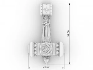 pendant hammer with slavic god svarog 3D Print Model