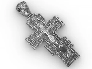 Orthodoxes Kreuz mit Erl&ouml;ser und Heiligen 3D Druckmodell