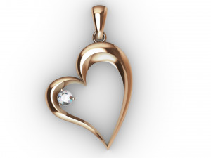 stylish pendant heart love with diamond 3D-printmodel