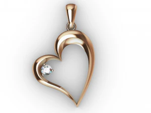 stylish pendant heart love with diamond 3D Print Model