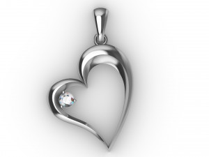 stylish pendant heart love with diamond 3D Baskı Modeli