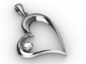 stylish pendant heart love with diamond 3D Baskı Modeli