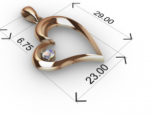 stylish pendant heart love with diamond 3D Baskı Modeli