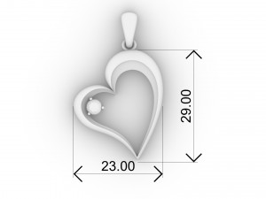 stylish pendant heart love with diamond 3D Baskı Modeli