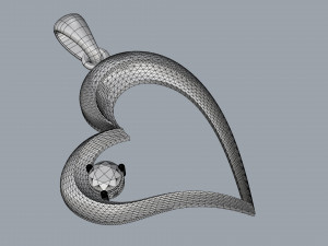 stylish pendant heart love with diamond 3D Baskı Modeli