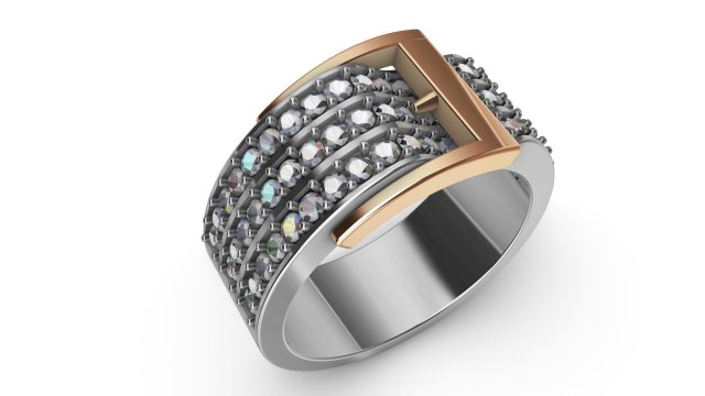 ring with diamonds in white and yellow gold 3D प्रिंट मॉडल .c4d .max .obj .3ds .fbx .stl .blend 