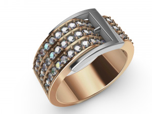 ring with diamonds in white and yellow gold 3D प्रिंट मॉडल