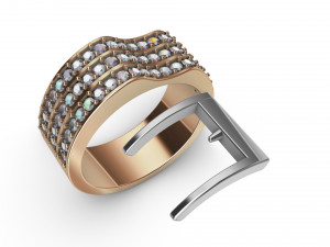 ring with diamonds in white and yellow gold 3D प्रिंट मॉडल