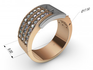 ring with diamonds in white and yellow gold 3D प्रिंट मॉडल
