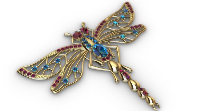 brooche dragonfly Model do druku 3D .c4d .max .obj .3ds .fbx .stl .blend 