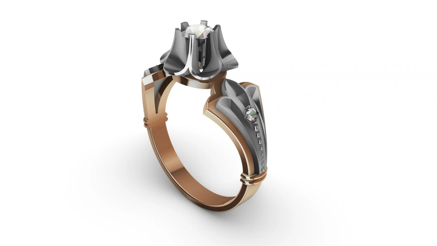 ring with diamonds 3D Print Model .c4d .max .obj .3ds .fbx .stl .blend 