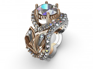 ring lily double with diamonds 3D Принт Модель