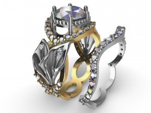 ring lily double with diamonds 3D Принт Модель