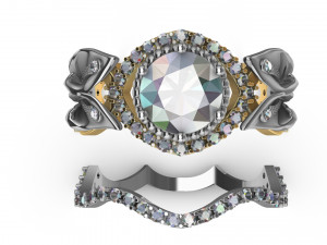 ring lily double with diamonds 3D Принт Модель