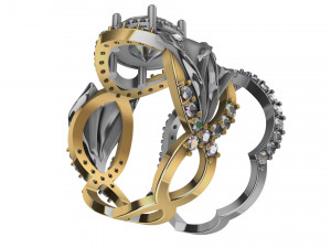ring lily double with diamonds 3D Принт Модель