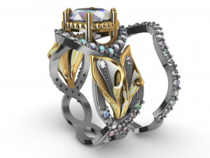 ring lily double with diamonds 3D Принт Модель