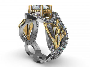 ring lily double with diamonds 3D Принт Модель