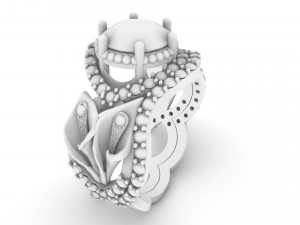 ring lily double with diamonds 3D Принт Модель