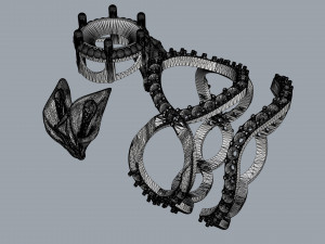 ring lily double with diamonds 3D Принт Модель