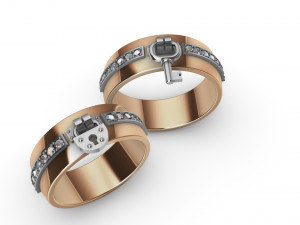 set rings lock and key 3D-printmodel