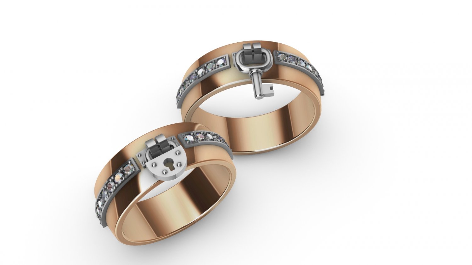 Lock and key wedding rings sale
