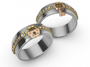 set rings lock and key Model Cetak 3D