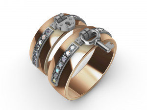 set rings lock and key Model Cetak 3D