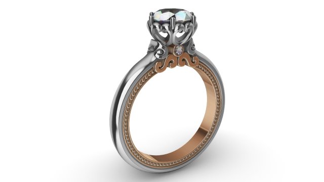 ring with diamonds in white and yellow gold 3D Принт Модель .c4d .max .obj .3ds .fbx .stl .blend 