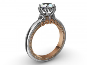 ring with diamonds in white and yellow gold 3D-printmodel